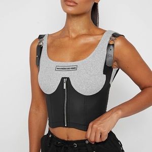 Manière De Voir VEGAN LEATHER CORSET CROP TOP